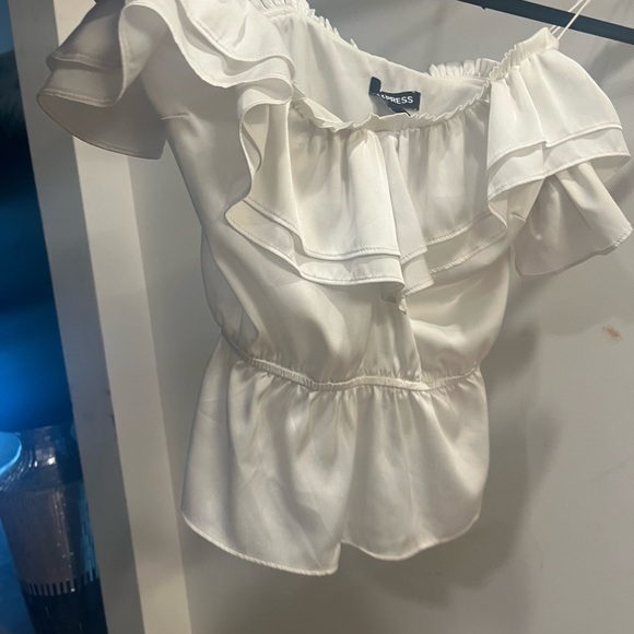 Express White Ruffle Strapless Top - Picture 3 of 5